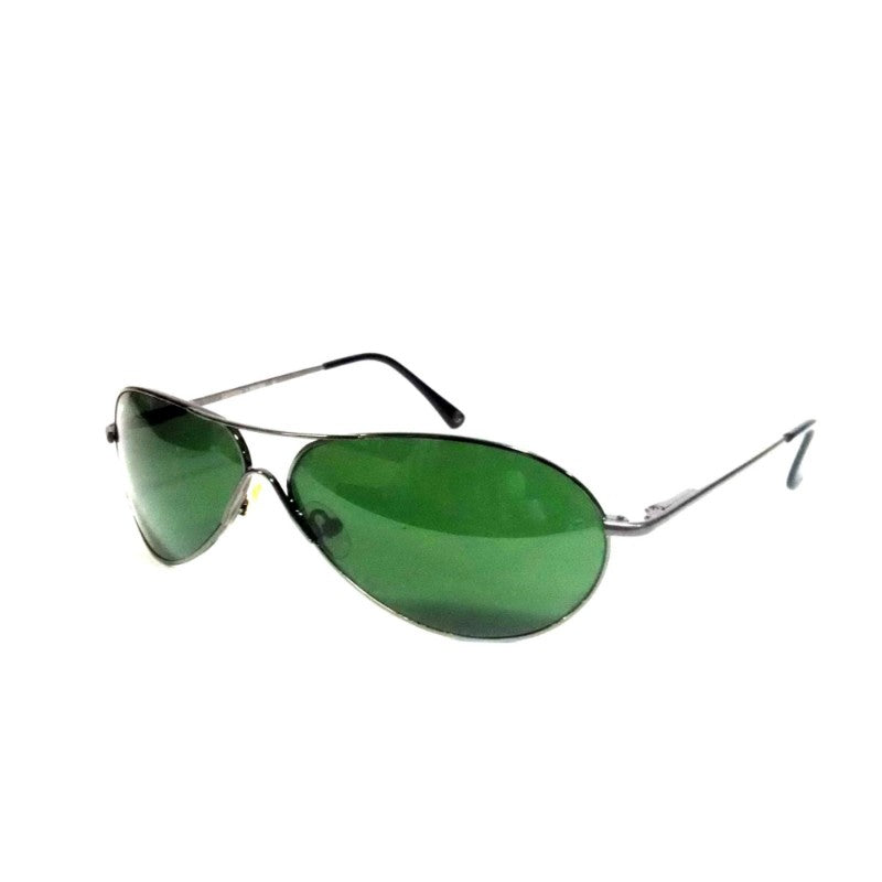 Grey Pilot Sunglasses with Green Toughened Lenses – UV400 Protection