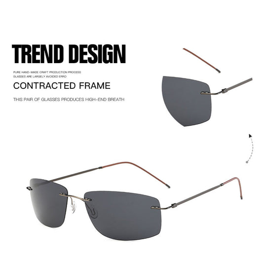 VisionAir Rimless Large Rectangle Polarized Sunglasses