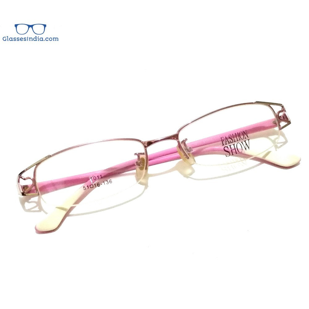 Pink Designer Supra Half Rimless Blue Light Blocker Computer Glasses for Women 1101PK
