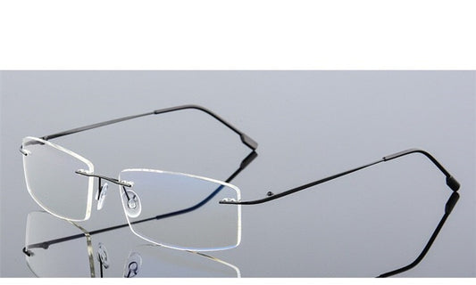 Black Rimless Frames Frameless Specs Blue Light Glasses For Men and Women