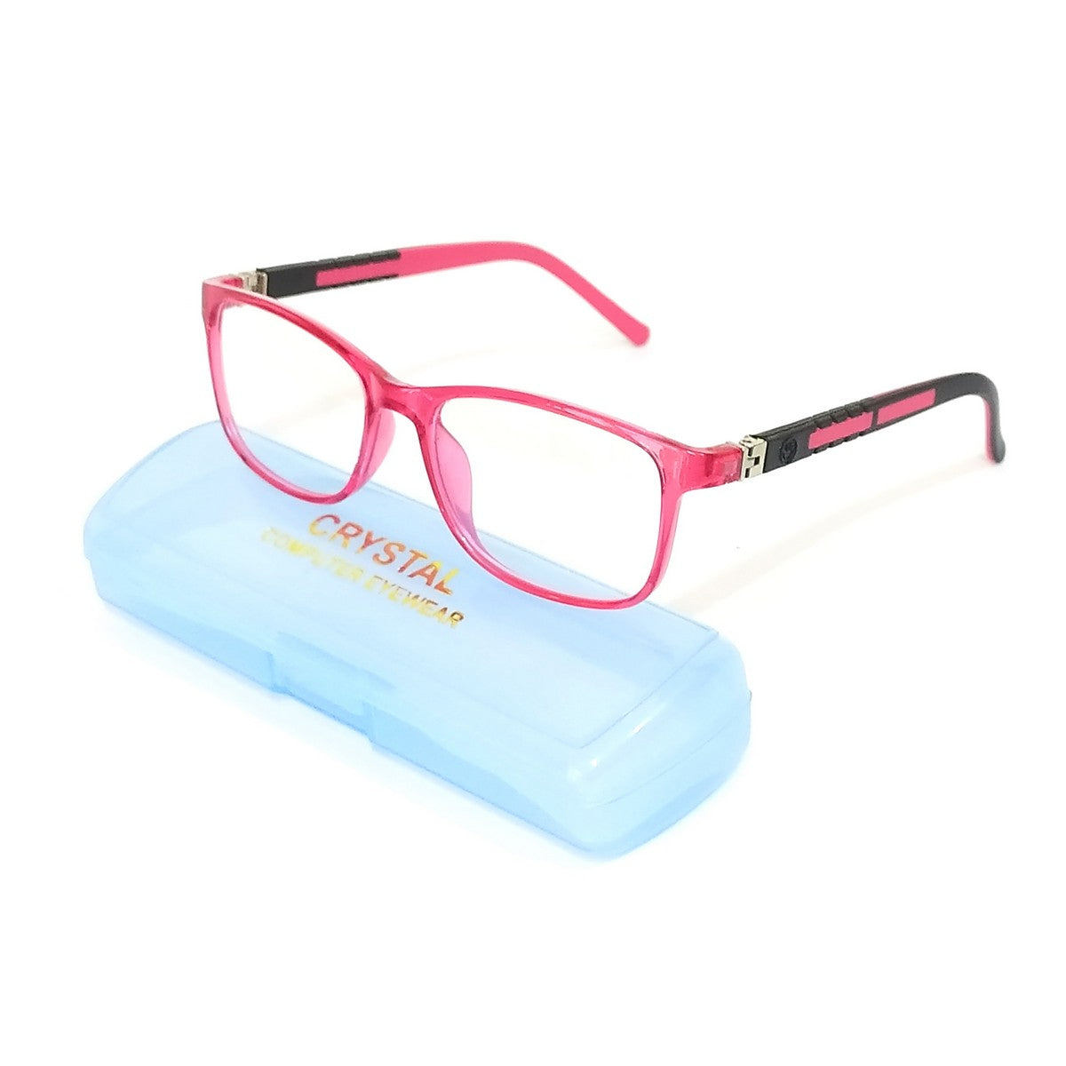Vibrant Transparent Red Square Kids Blue Light Blocking Glasses Size