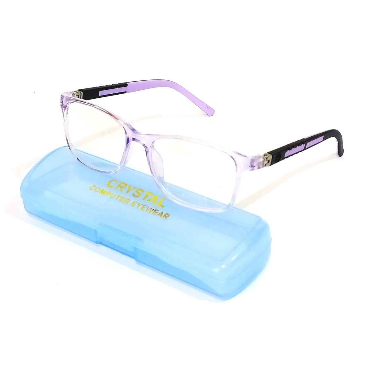Trendy Transparent Purple Square Kids Blue Light Blocking Glasses