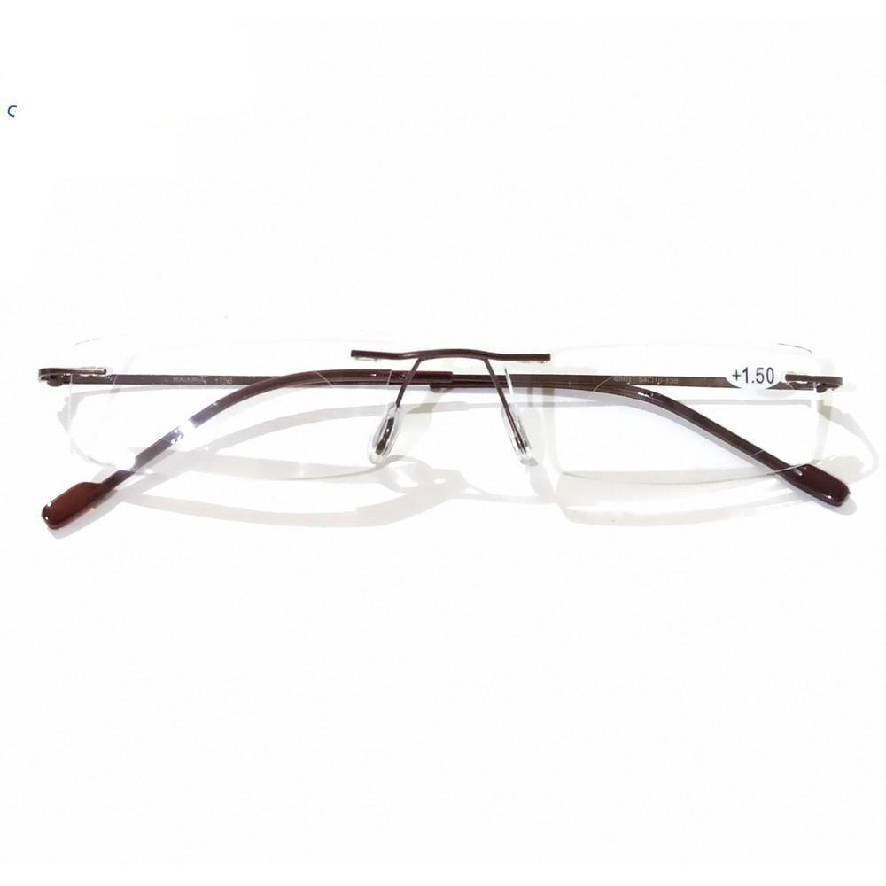Brown Rimless Frameless Rectangle Reading Glasses For Men Women