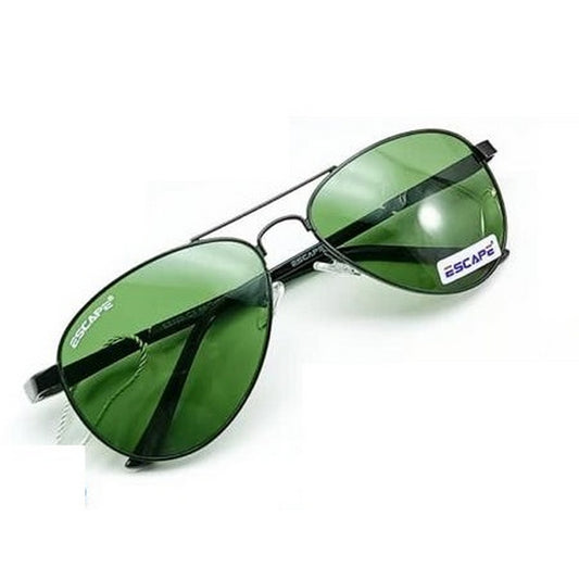 Stylish Black Sunglasses with Green Glass Lenses