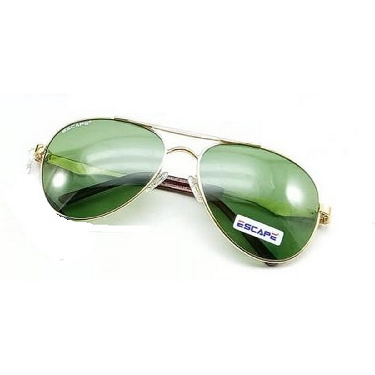 Gold Frame Sunglasses with Green Lenses