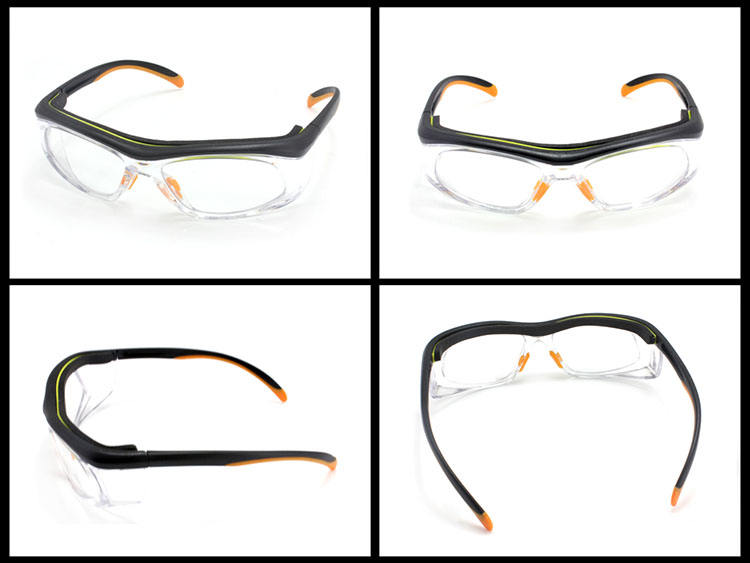 EYESafety Prescription Safety Glasses Black Orange Clear Eyewear