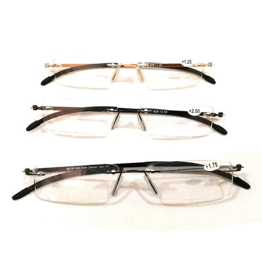 Premium Crystal Lightweight Slim Rimless Reading Glasses