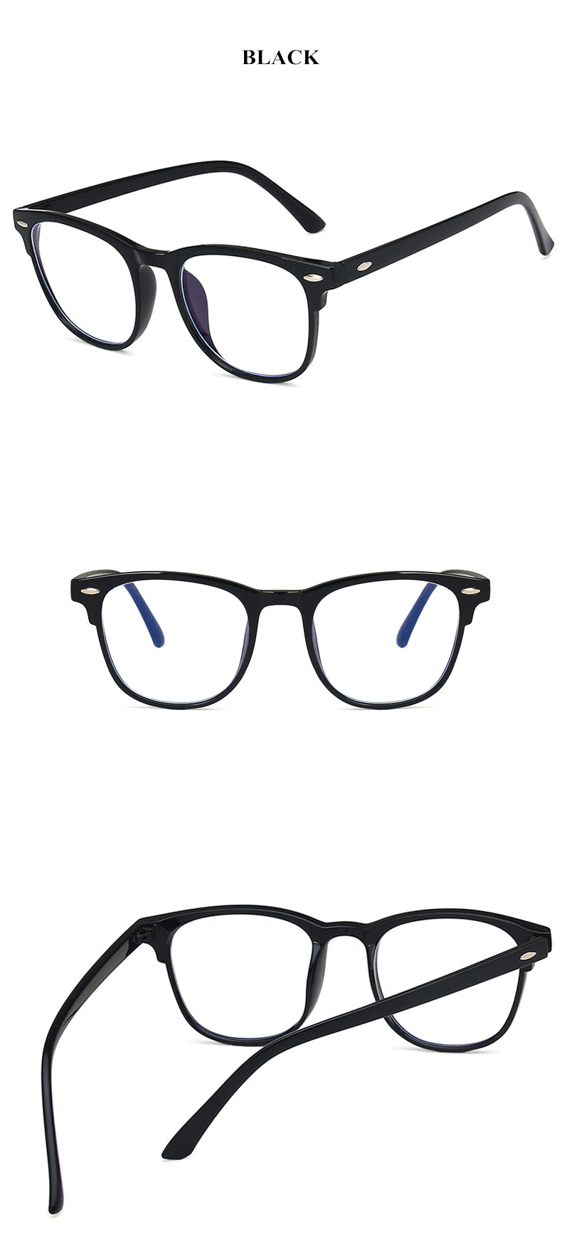 Black Blue Light Glasses for Men and Women Zero Power Computer Glasses M8526 C1