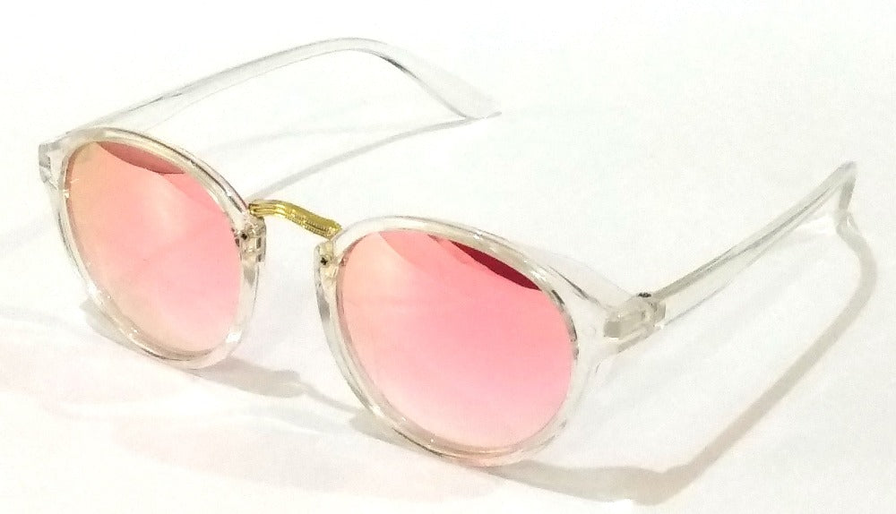 Eye Glasses Round Silver Mirrored Sunglasses Pink Round Mirror