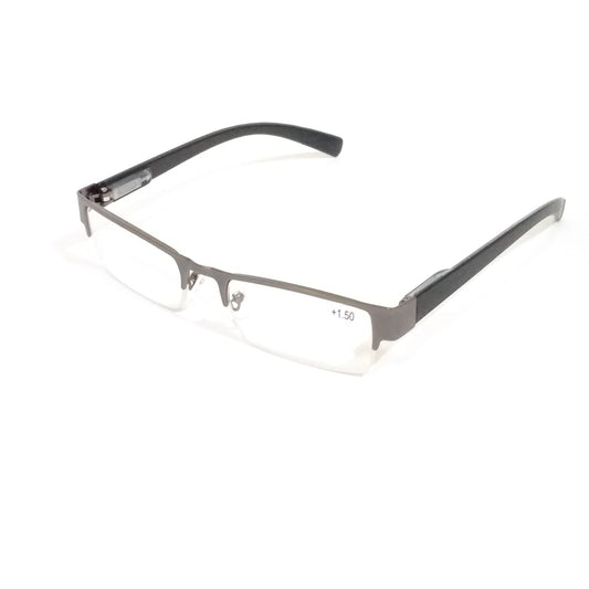 Unisex Semi Rimless Half Frame Rectangle Reading Glasses For Men Women with Spring - Glasses India Online