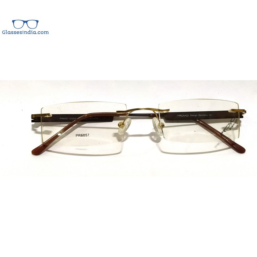 Gold Brown Rimless Blue Light Blocker Computer Glasses 6057GO - Glasses India Online