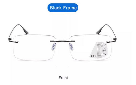 Ultralight Progressive Multifocal lenses blue light blocking rimless reading glasses