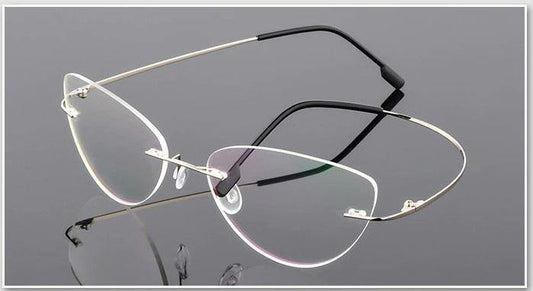 Buy Cat Eye Foldable Ultra-light Memory Computer Glasses Blue light Cat Eye Rimless Glasses for Men Women - Glasses India Online in India