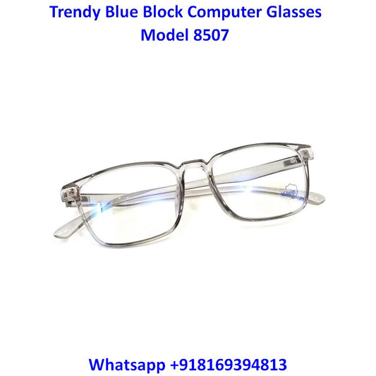 Transparent Grey Blue Light Glasses for Men and Women M8507 C6 - Glasses India Online