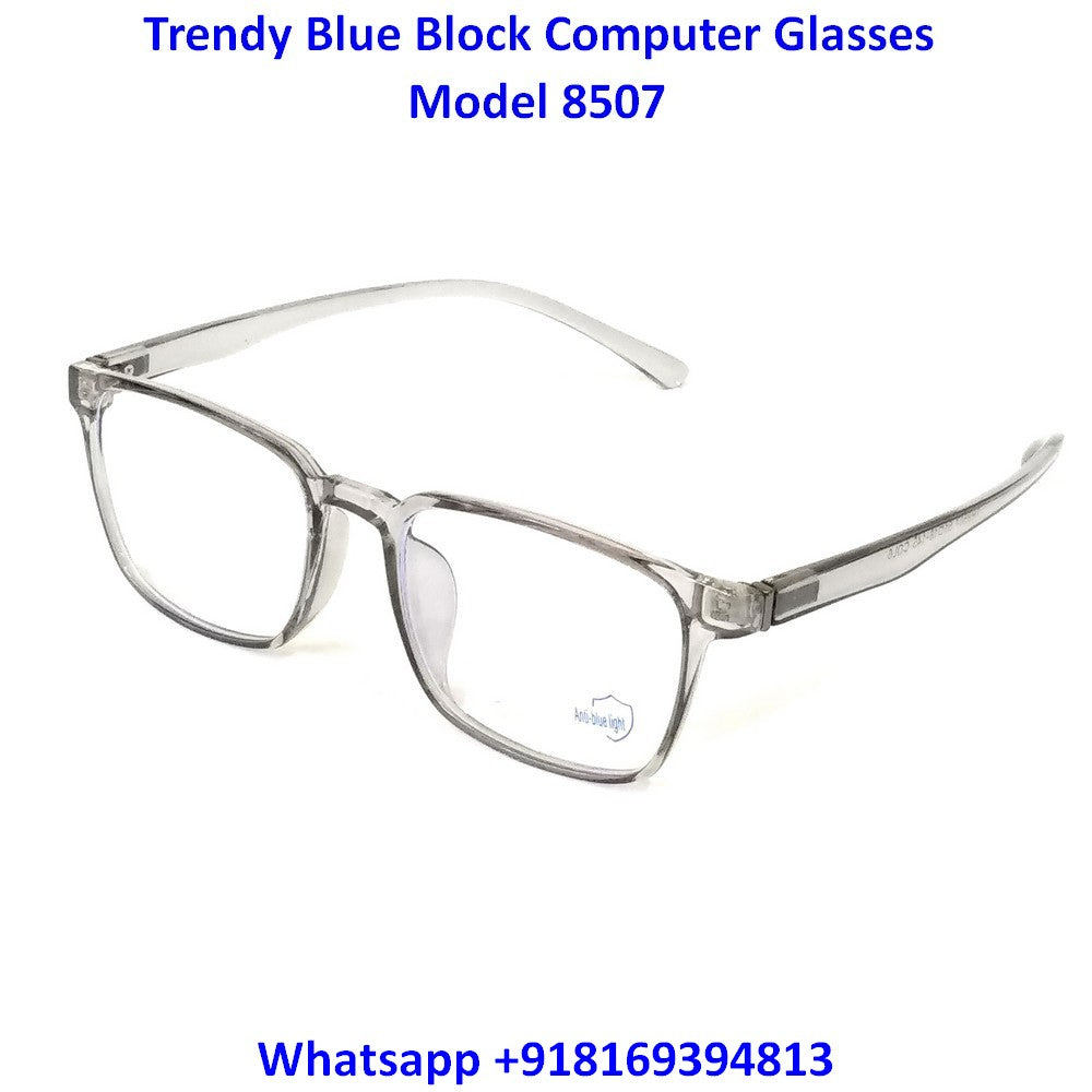Transparent Grey Blue Light Glasses for Men and Women M8507 C6 - Glasses India Online