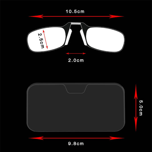 Ultra-Slim Foldable Nose Clip-On Reading Glasses - Compact & Portable