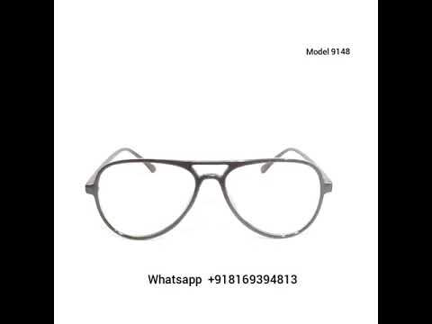 Black Aviator Full Frame Eyeglasses Spectacle Frame with Zero Power Clear Lens