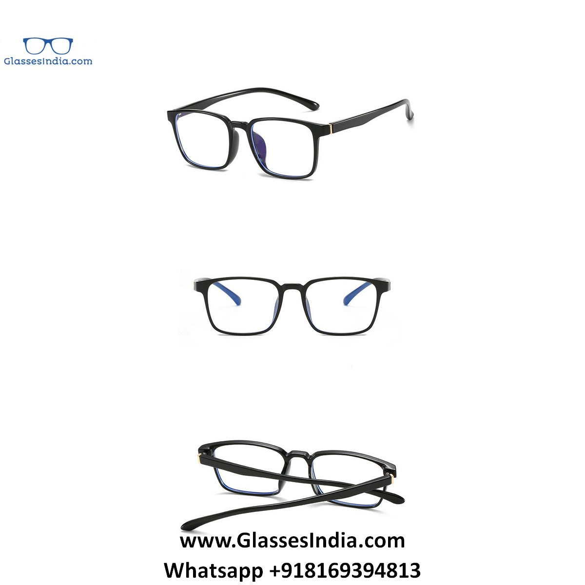 Matt Black Blue Light Glasses for Men and Women M8507 C2 - Glasses India Online