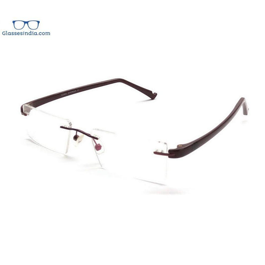 Brown Rimless Blue Light Blocker Computer Glasses S002BR - Glasses India Online