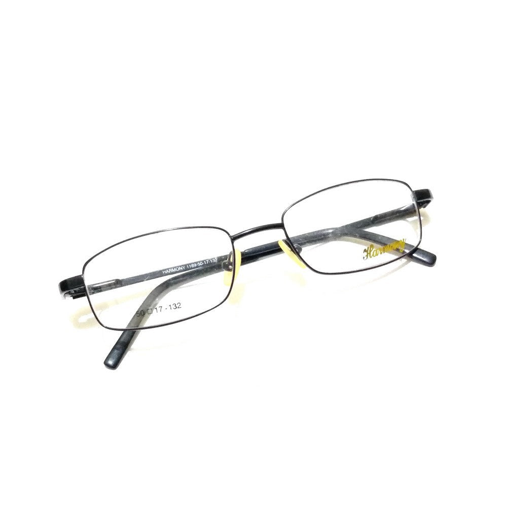 Refined Black Full Frame Rectangle Progressive Glasses - Multifocal No Line Bifocal Lens 1189bk