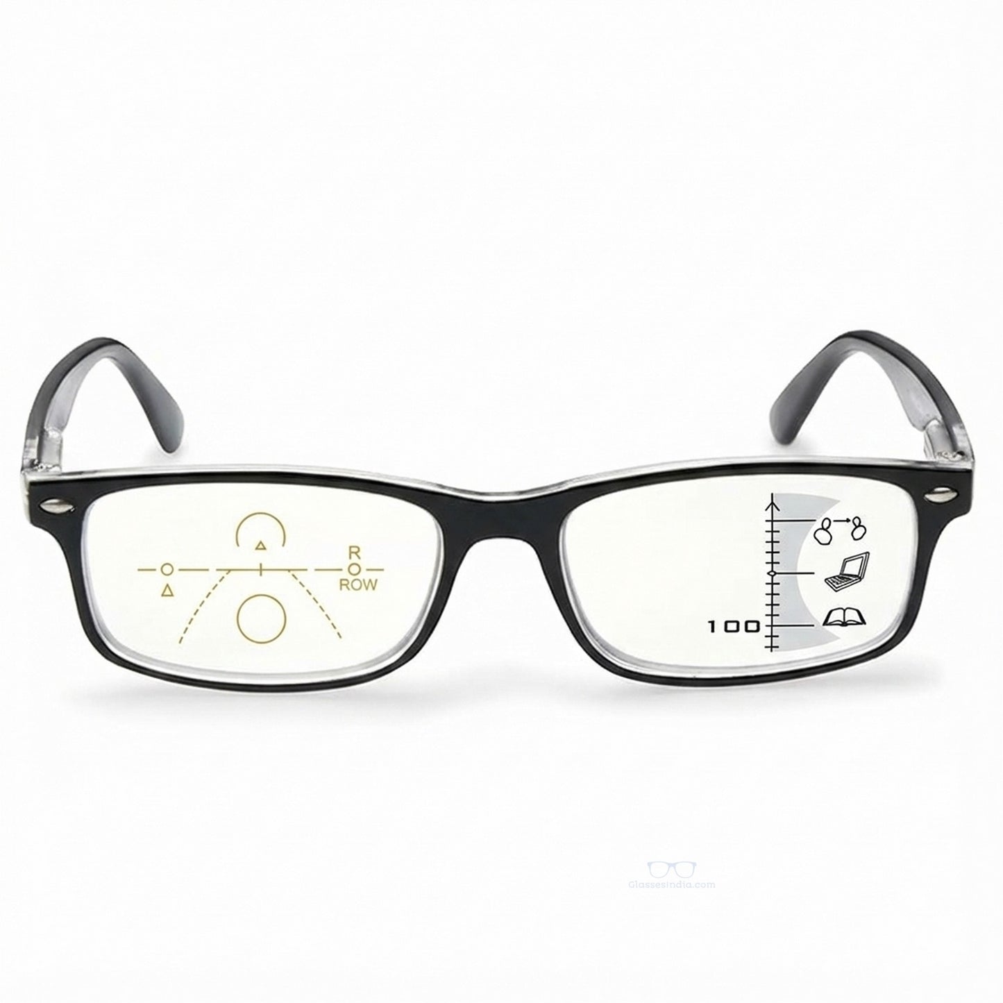 ARTView Black Rectangle Full Frame Progressive Blue Light Reading Glasses