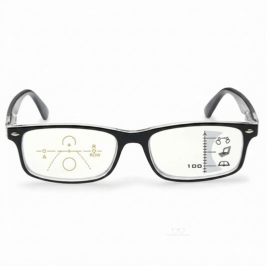 ARTView Black Rectangle Full Frame Progressive Blue Light Reading Glasses