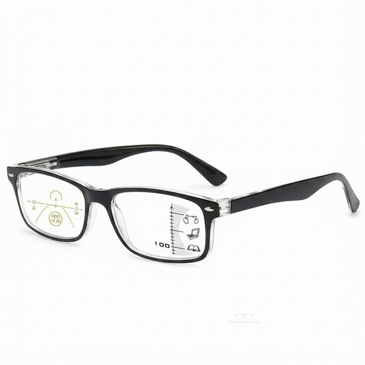 ARTView Black Rectangle Full Frame Progressive Blue Light Reading Glasses