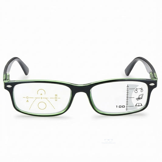 ARTView Green Rectangle Full Frame Progressive Blue Light Reading Glasses