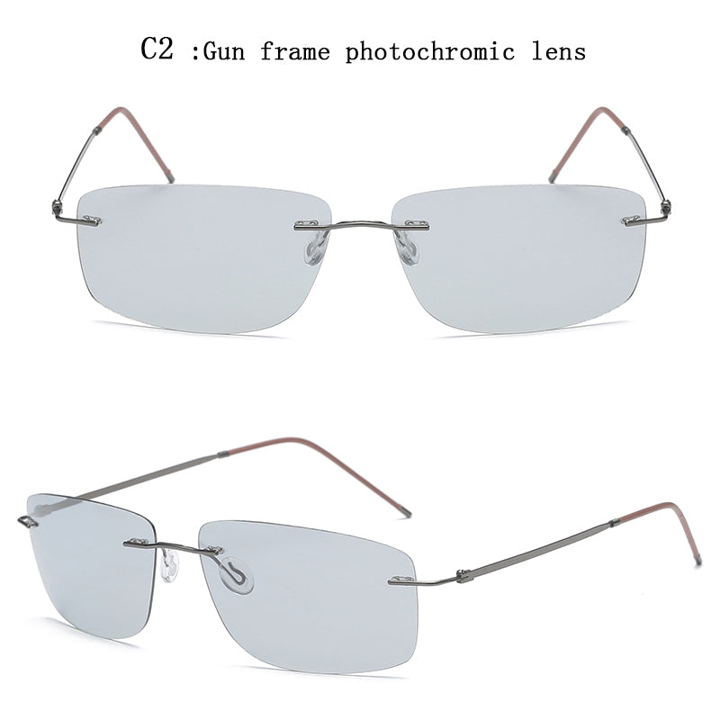 Rimless Photochromic Rectangle Sunglasses