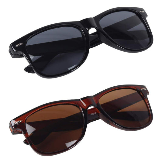 Pack of 2 Black and Brown Rectangle Sunglasses for Men