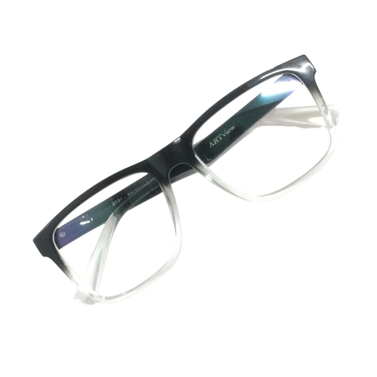 ARTView Luxury Square Black to Clear Gradient Progressive Glasses with Blue Light Filter