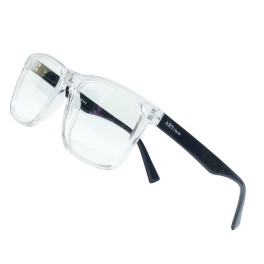 ARTView Luxury Square Progressive Glasses – Clear Transparent Frame with Black Temples