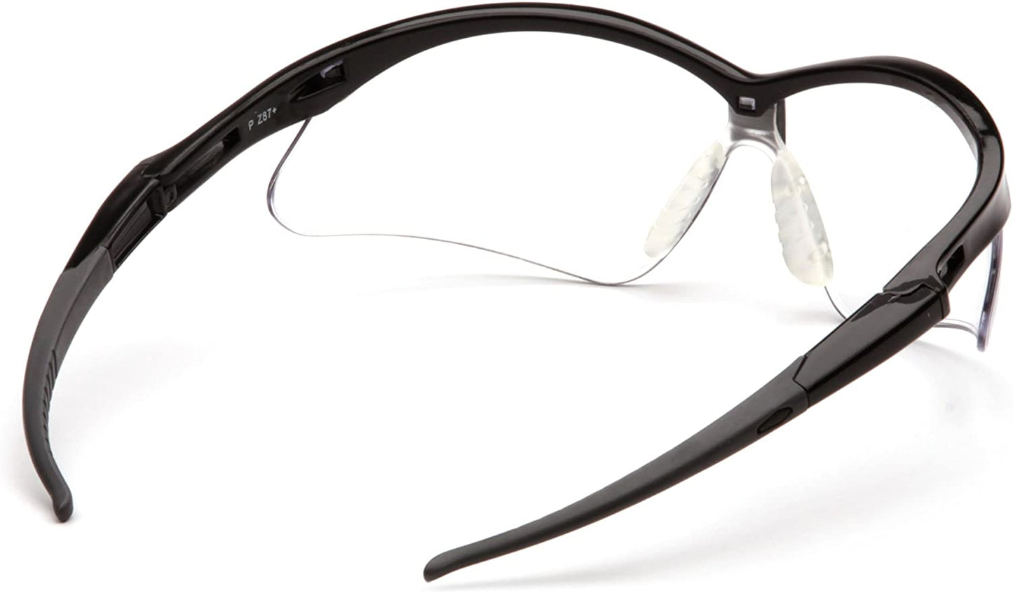 Pyramex PMXTREME Safety Glasses Black Frame Clear Anti-fog Lens