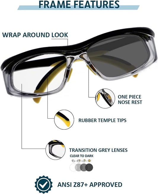 Photochromic Anti Fog Safety Glasses with Integrated Side Shield