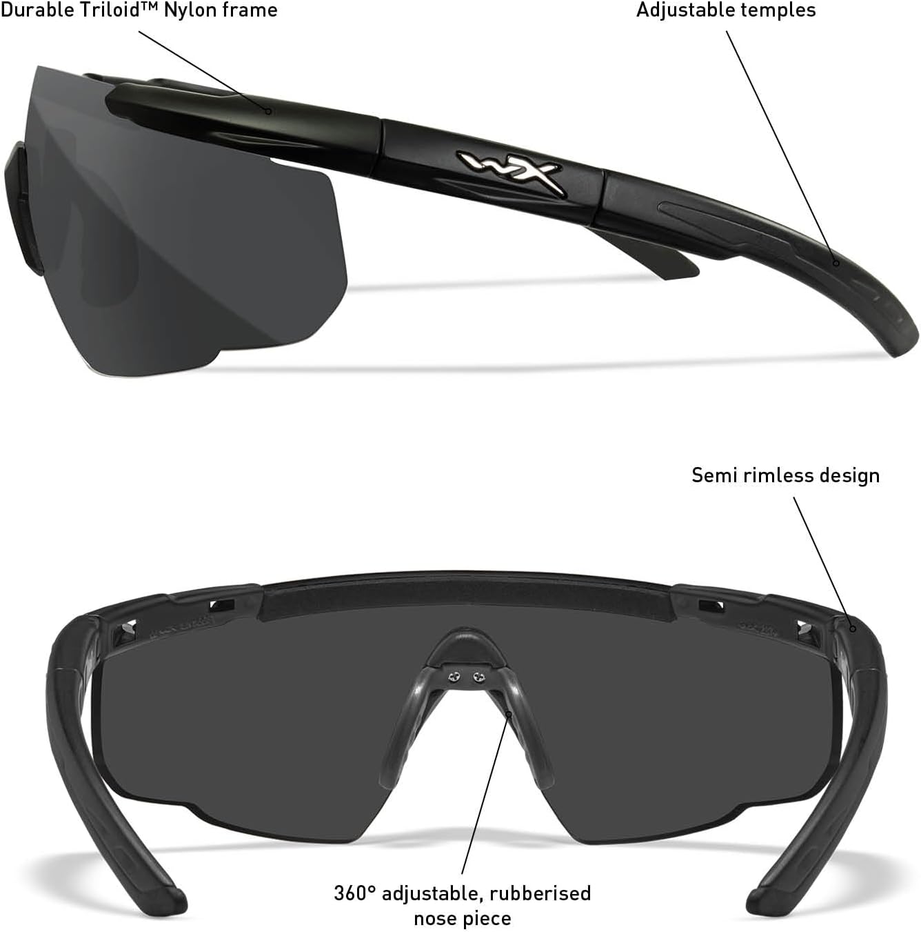 WileyX Saber Advanced Tactical Sunglasses Safety Glasses - Single Lens