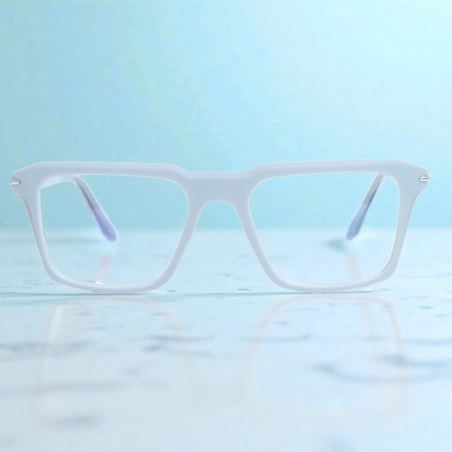 Matte Frost Grey Rectangle Eyeglasses – Lightweight Modern Frame for Men & Women