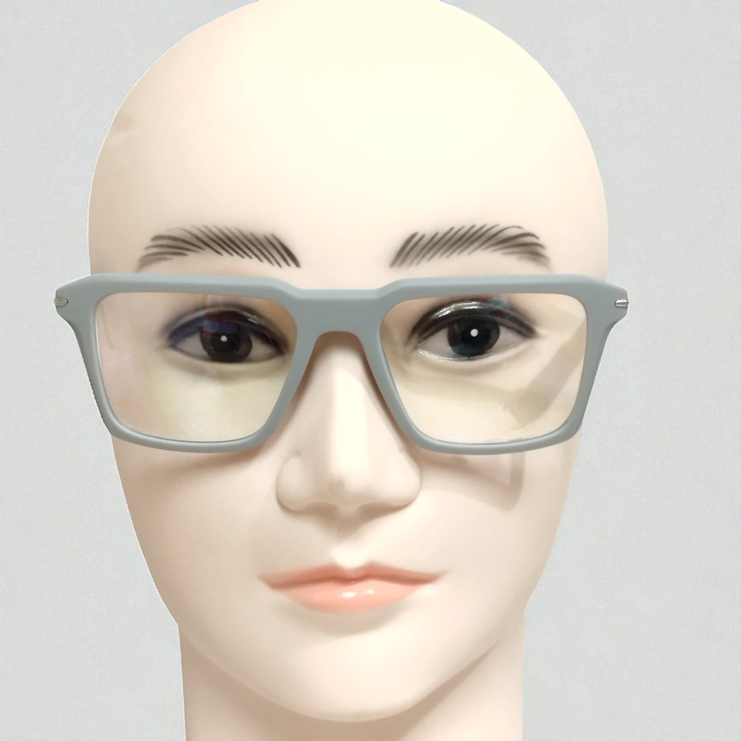 Matte Frost Grey Rectangle Eyeglasses – Lightweight Modern Frame for Men & Women
