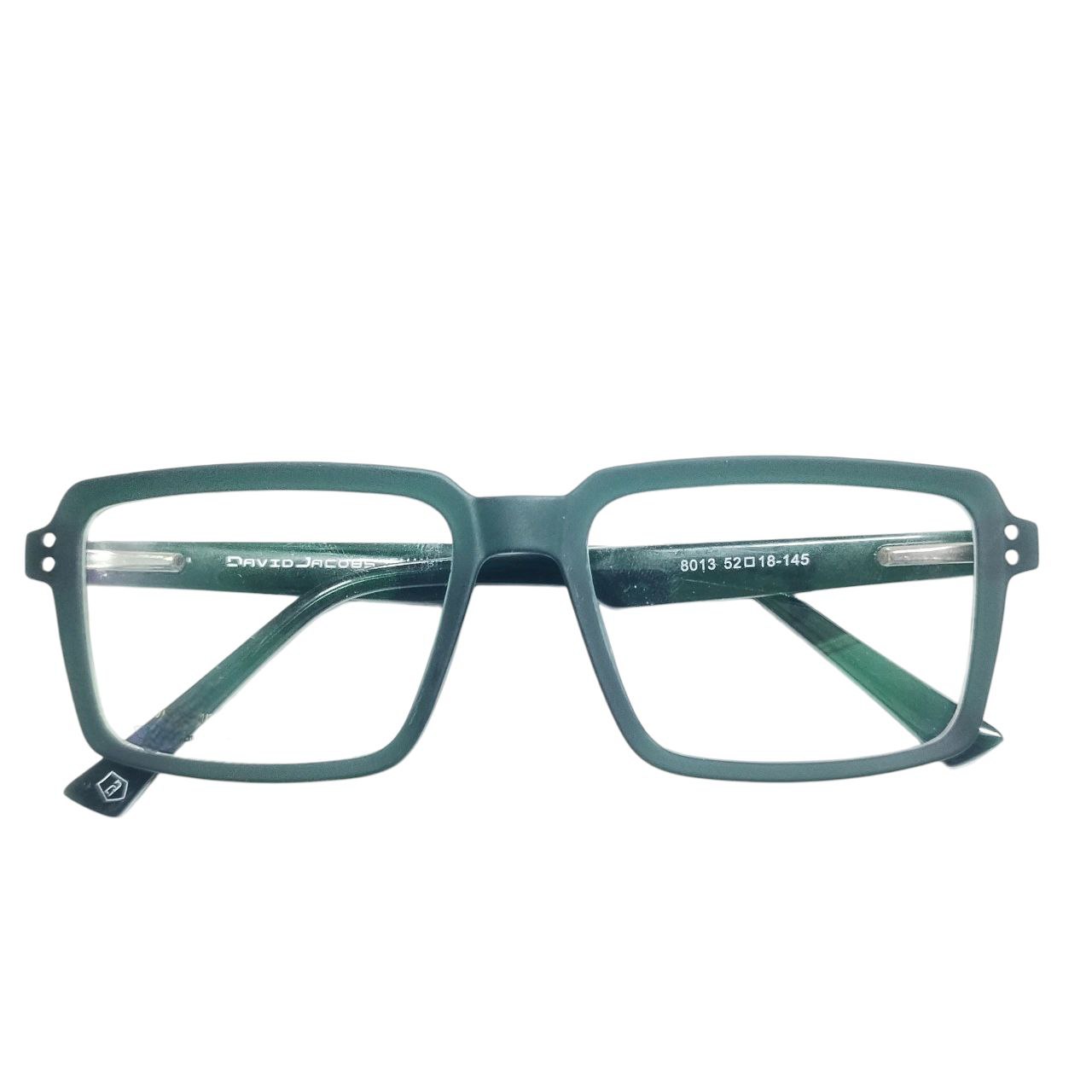 Matt Black Green Rectangle Frame Glasses (52-18-145)