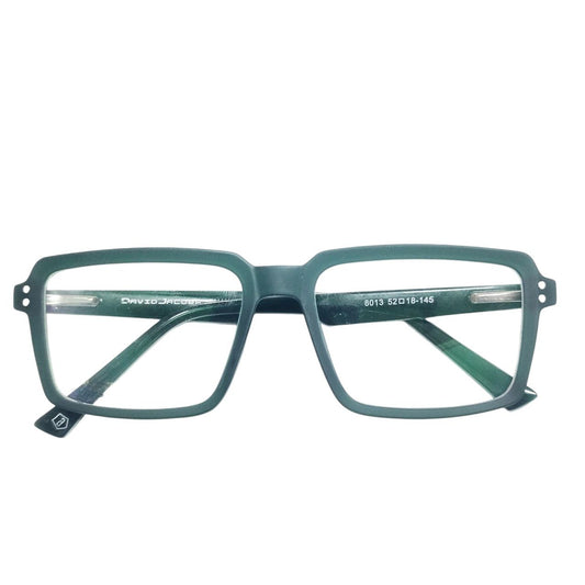 Matt Black Green Rectangle Frame Glasses (52-18-145)