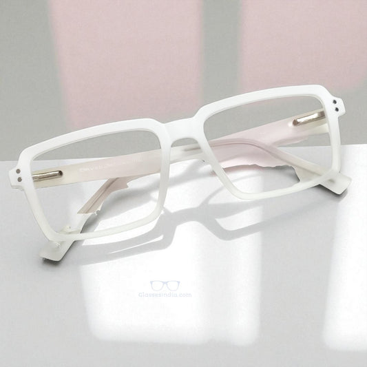 White Crutch Glasses for Eyelid Support Ptosis– Rectangle Frame