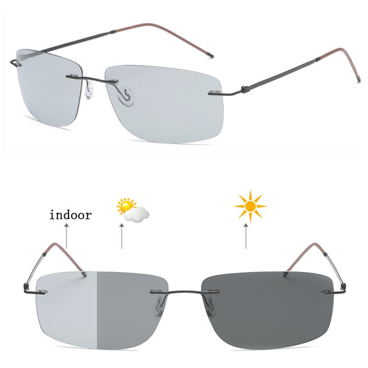 Rimless Photochromic Rectangle Sunglasses