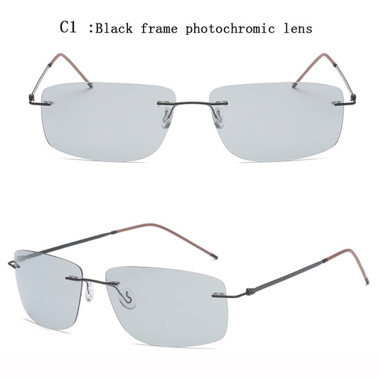 Rimless Photochromic Rectangle Sunglasses