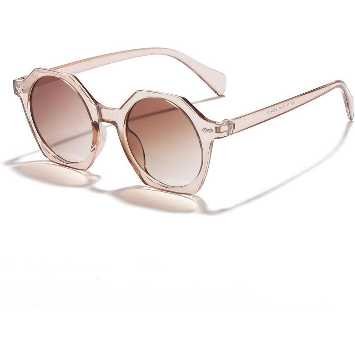 LunaShade Round Hexa Sunglasses for Men and Women Beach Glasses Transparent Pink