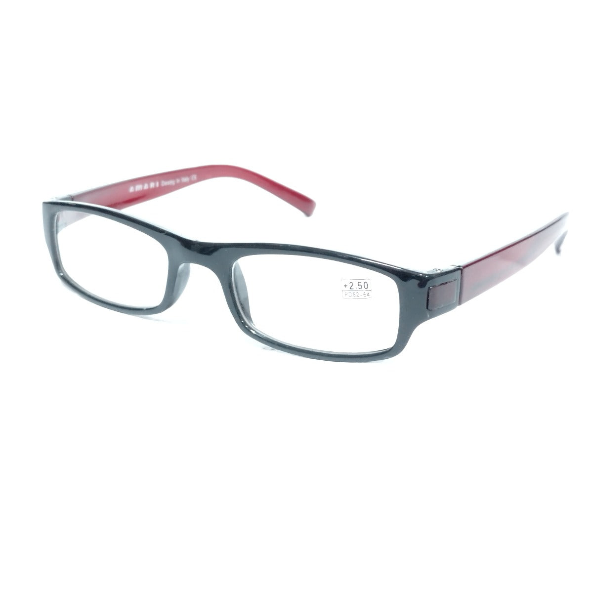 Blue Light Blocking Computer Reading Glasses - Full Frame Black Front, Red Side