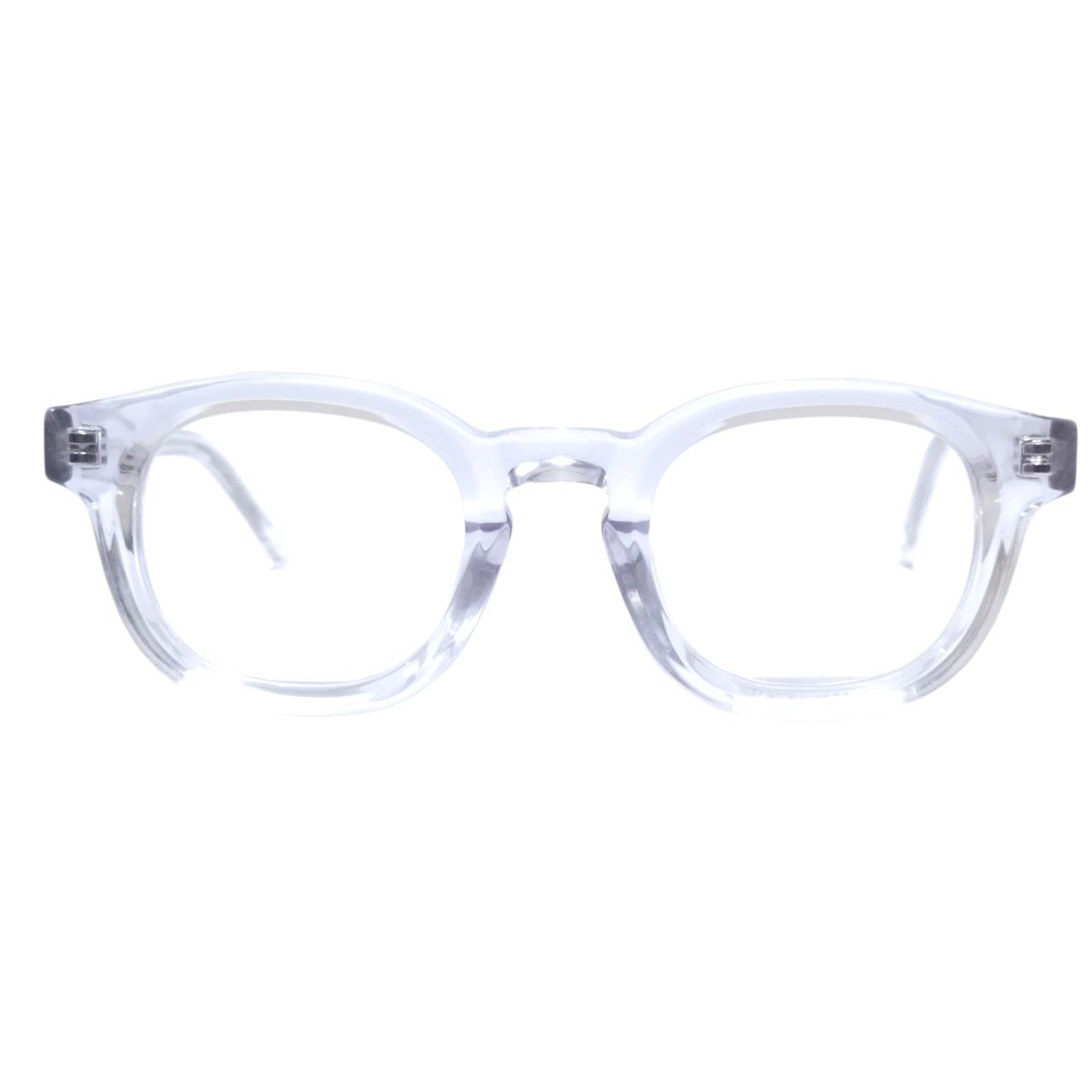 Front view of ARTISAN Aristo Round Square handcrafted acetate glasses in Trnasparent, size 48-24-145.