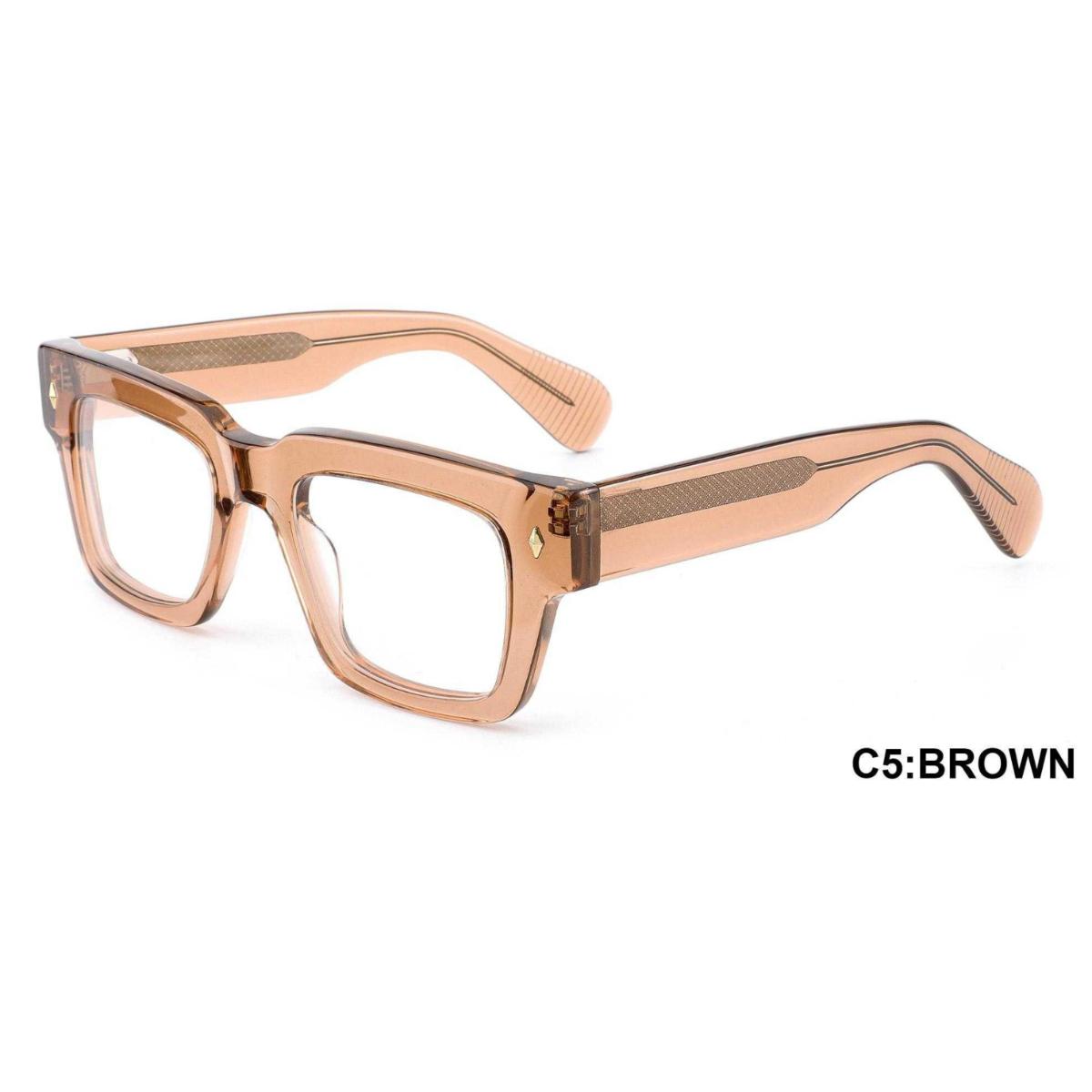 ARTISAN Axis rectangular eyeglasses in warm brown acetate with polished, handcrafted finish