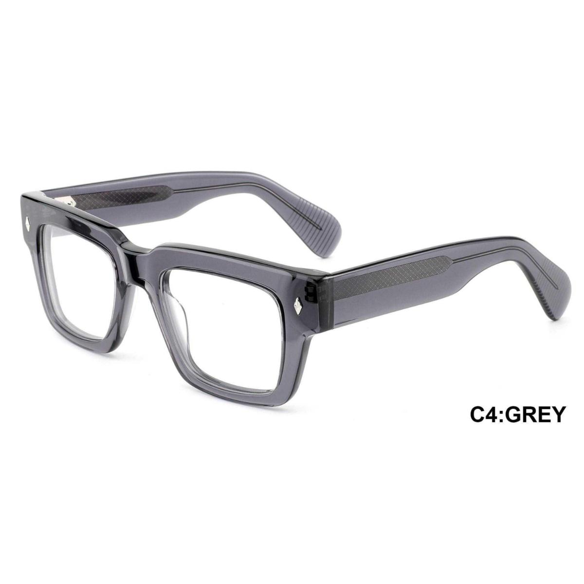 ARTISAN Axis deep grey acetate rectangular eyeglasses showcasing premium polished temples and precise contours.