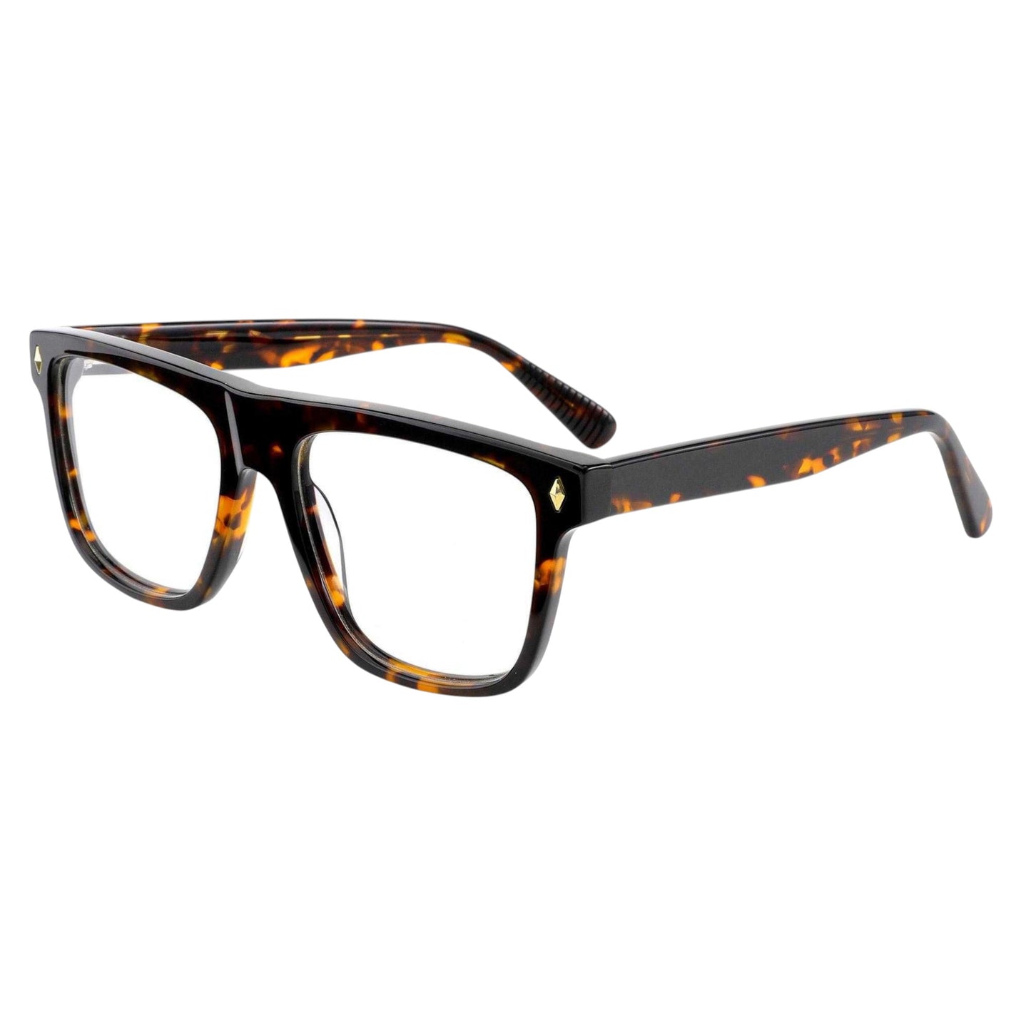 ARTISAN Regent handcrafted oversized rectangular acetate glasses in classic Demi Tortoise pattern, bold and timeless design