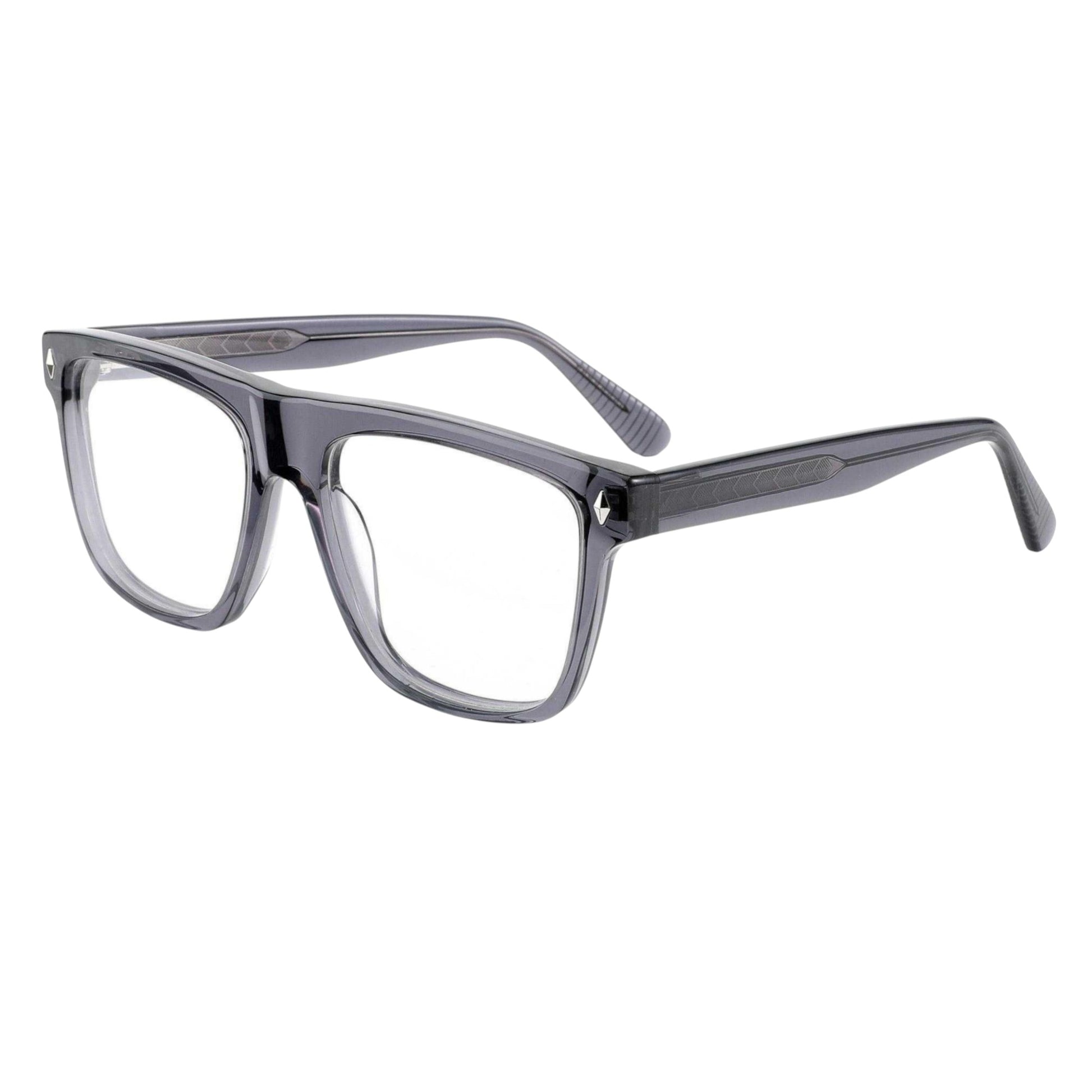 ARTISAN Regent oversized rectangular acetate glasses in Grey Smoke with sculpted acetate temples and precision craftsmanship