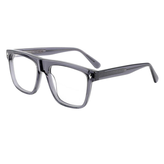 ARTISAN Regent oversized rectangular acetate glasses in Grey Smoke with sculpted acetate temples and precision craftsmanship